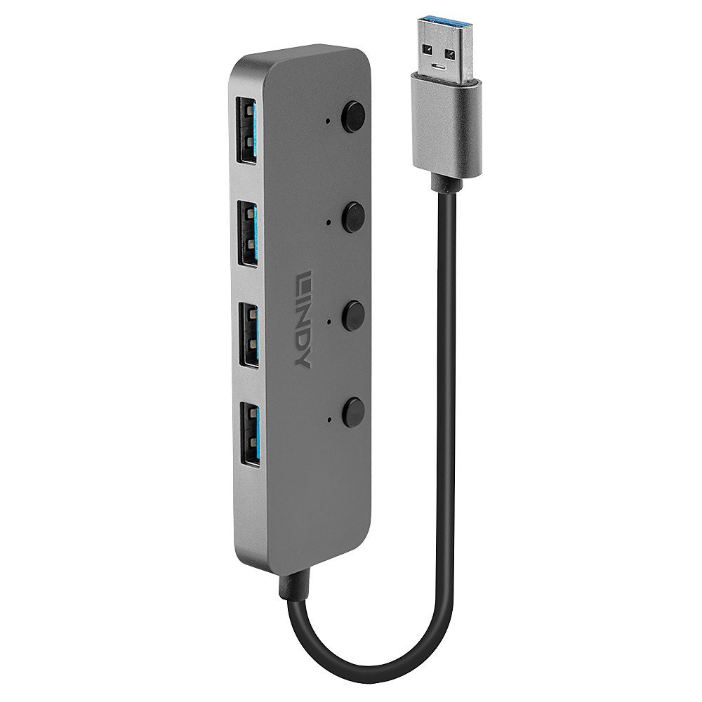 Lindy 4 Port USB 3.0 Hub with On Off Switches