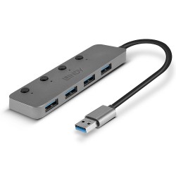 Lindy 4 Port USB 3.0 Hub with On Off Switches