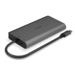 Lindy DST-Mini XT, USB-C Laptop Mini Docking Station with Single Display (4K) or Dual Display (Full HD) and 100W Pass-Through