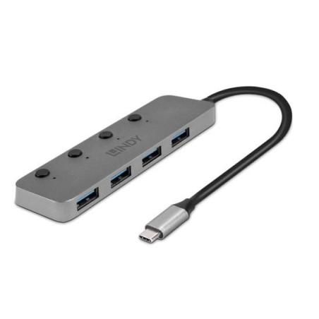 4 Port USB 3.2 Type C Hub with On/Off Switches