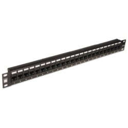 19" CAT5e 1U 24 Port RJ-45 Patch Panel, Unshielded, Black