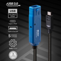 Lindy 5m USB 3.2 Gen 1 C A Active Extension Pro