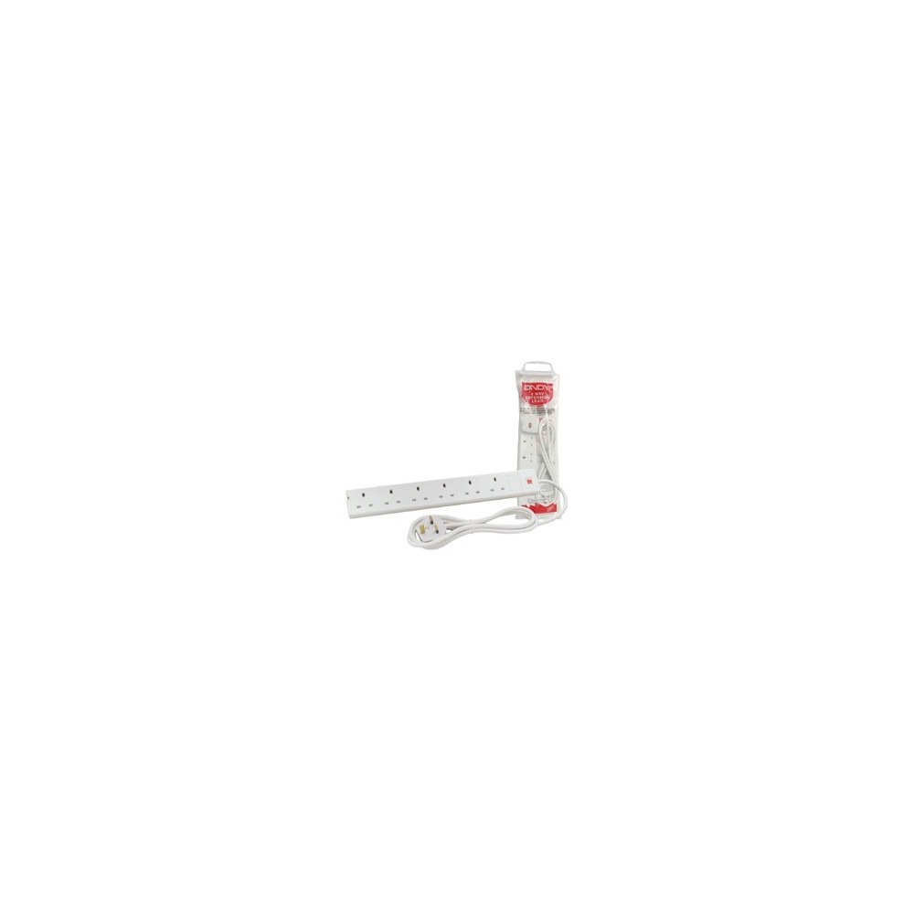 Lindy 5m 6-Way UK Mains Power Extension, White