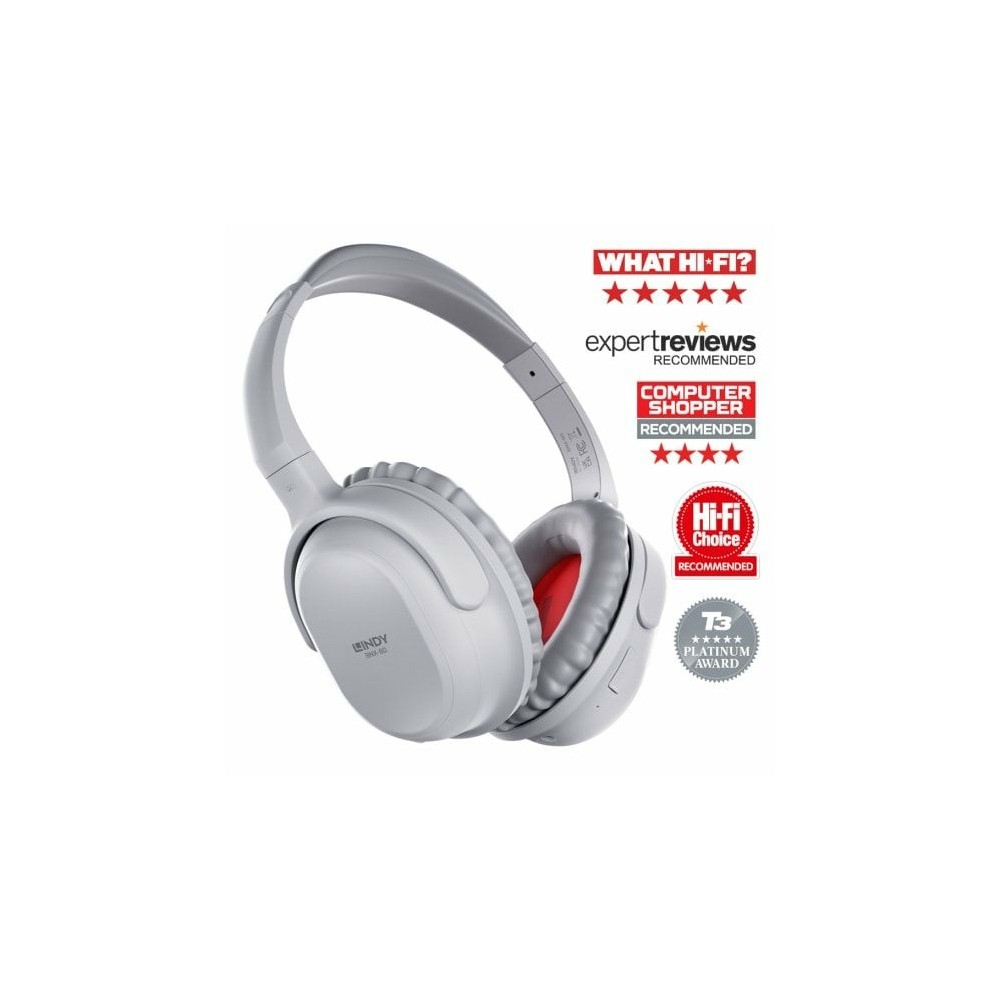 Lindy BNX-60 Wireless Active Noise Cancelling Headphones with aptX, Cool Grey