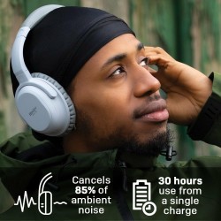Lindy BNX-60 Wireless Active Noise Cancelling Headphones with aptX, Cool Grey