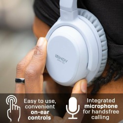 Lindy BNX-60 Wireless Active Noise Cancelling Headphones with aptX, Cool Grey