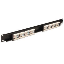 Lindy 19' CAT6 1U 16 Port RJ-45 Patch Panel, Unshielded, Black