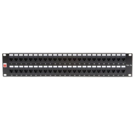 19" CAT5e 2U 48 Port RJ-45 Patch Panel, Unshielded, Black