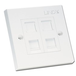 Lindy CAT6 Single Wall Plate with 2 x RJ-45 Shuttered Socket, Unshielded
