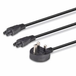Lindy 2.5m UK 3 Pin Plug To IEC 2 x C5 Splitter Extension Cable, Black
