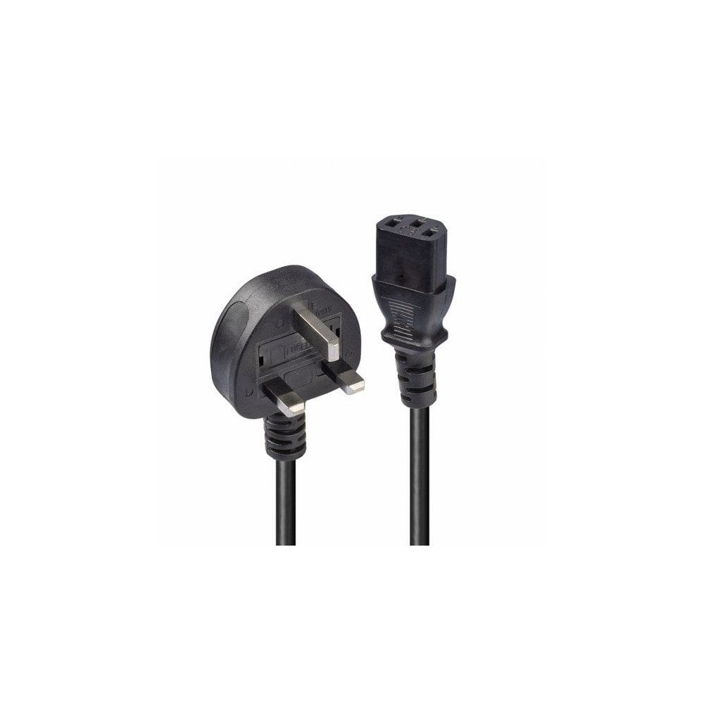 Lindy 10m UK 3 Pin Plug to IEC C13 Mains Power Cable, Black