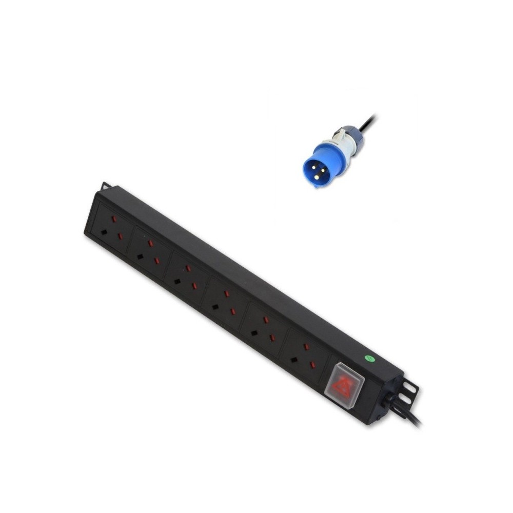 Lindy 6 Way UK Mains Sockets, Vertical PDU with Commando Plug