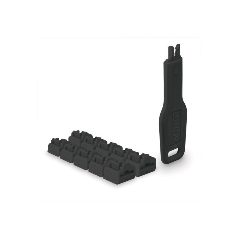 RJ45 Port Locks Black, 10x + 1 Key RJ45 Port Locks Black, 10x + 1 Key