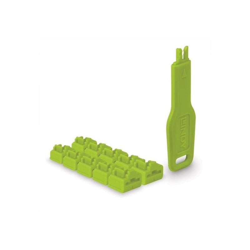 RJ45 Port Locks Green, 10x + 1 Key RJ45 Port Locks Green, 10x + 1 Key