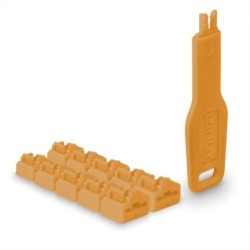RJ45 Port Locks Orange, 10x + 1 Key