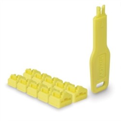 RJ45 Port Locks Yellow, 10x + 1 Key