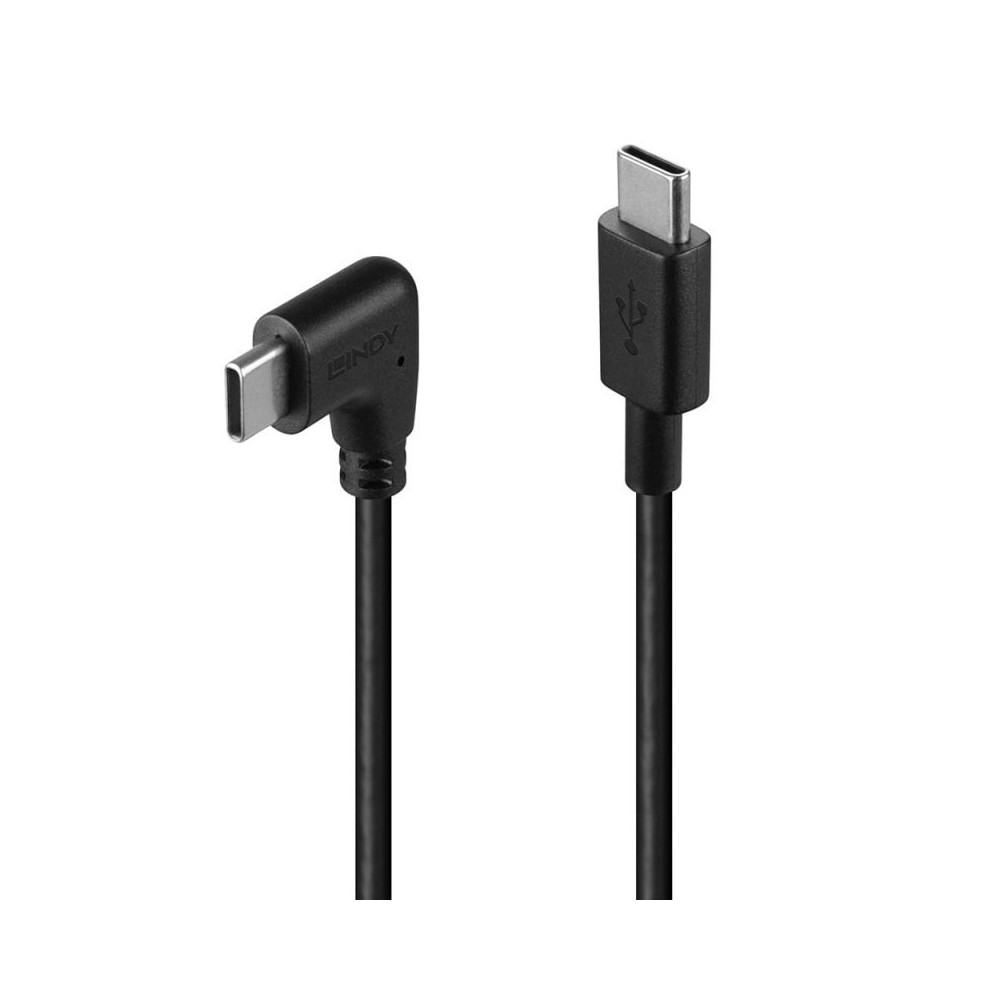 Lindy 1m USB 2.0 Straight USB-C to Right-Angled USB-C Cable