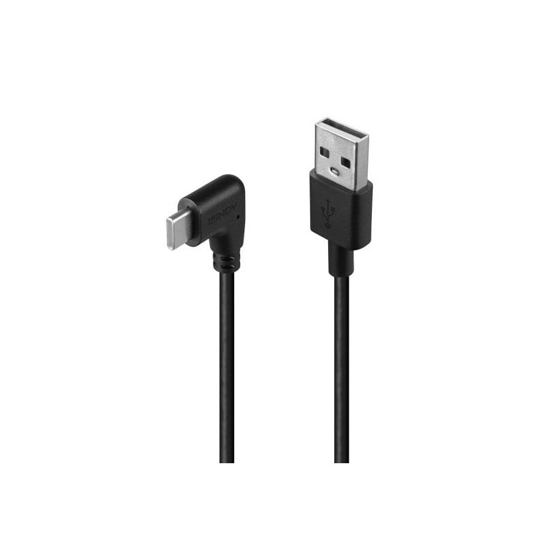 1m USB 2.0 Type A to Right-Angled USB-C Cable