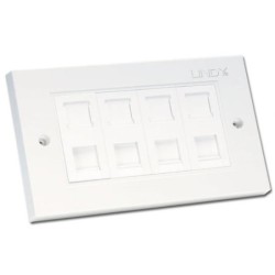 CAT5e Double Wall Plate with 4 x RJ-45 Shuttered Socket, Unshielded