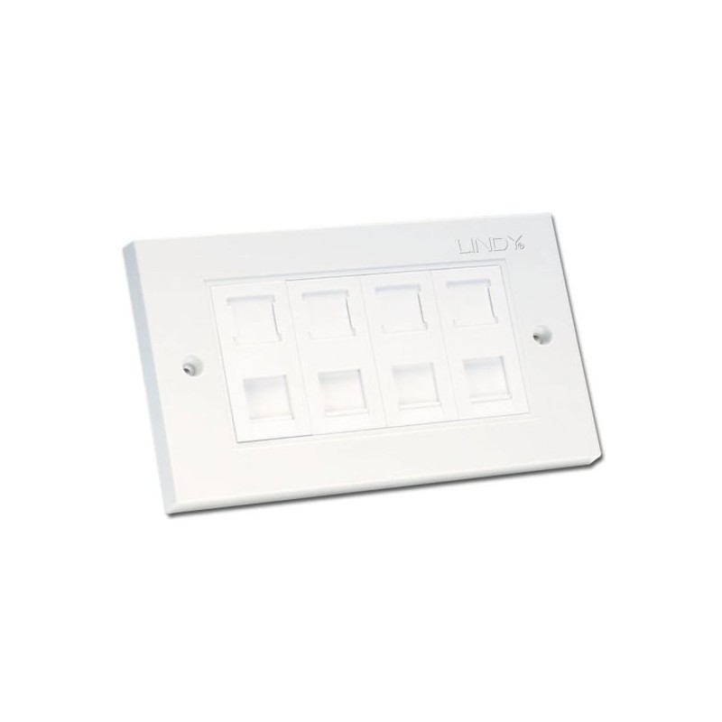 CAT5e Double Wall Plate with 4 x RJ-45 Shuttered Socket, Unshielded CAT5e Double Wall Plate with 4 x RJ-45 Shuttered Socket, Unshielded