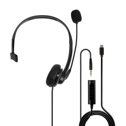 Lindy 3.5mm and USB Type C Monaural Headset with In-Line Control
