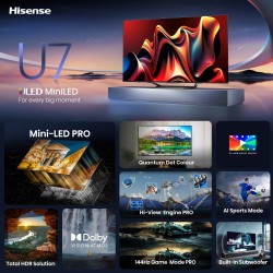 Hisense 85U7NQTUK TV 2.16 m (85") 4K Ultra HD Smart TV Wi-Fi Black, Grey 1500 cd m²