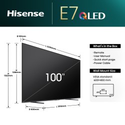Hisense 100E7NQTUK TV 2.54 m (100") 4K Ultra HD Smart TV Wi-Fi Black 400 cd m²