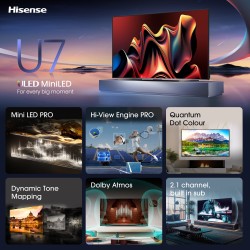 Hisense U7N 100U7NQTUK TV 2.54 m (100") 4K Ultra HD Smart TV Wi-Fi Black, Grey 500 cd m²