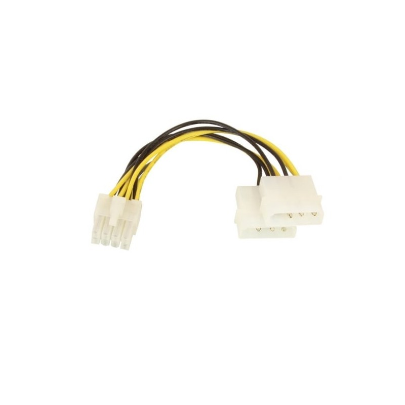 0.15m, ATX Adapter Cable - 2 x LP4 Power Male to 8 Pin ATX Male
