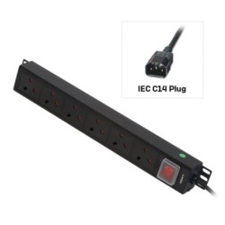 6 Way UK Mains Sockets, Vertical PDU with IEC Mains Cable