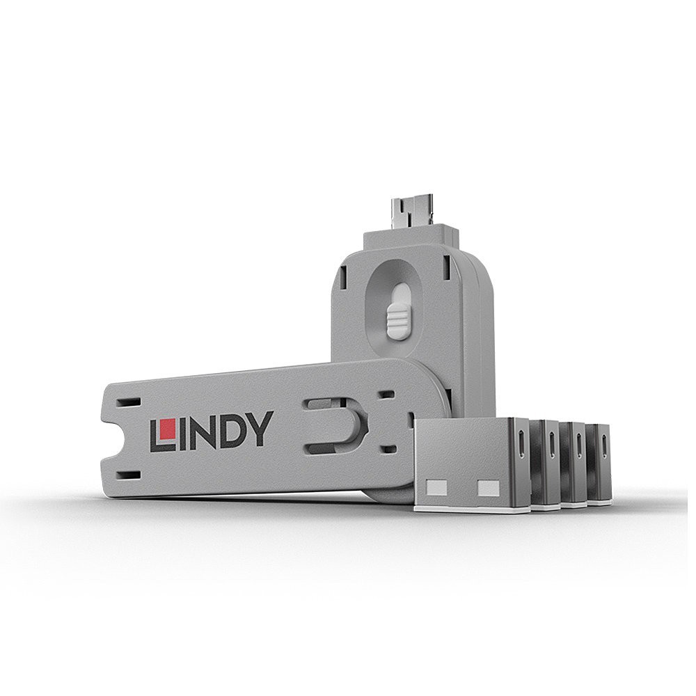 Lindy USB Port Blocker - Pack of 4, Colour Code  White