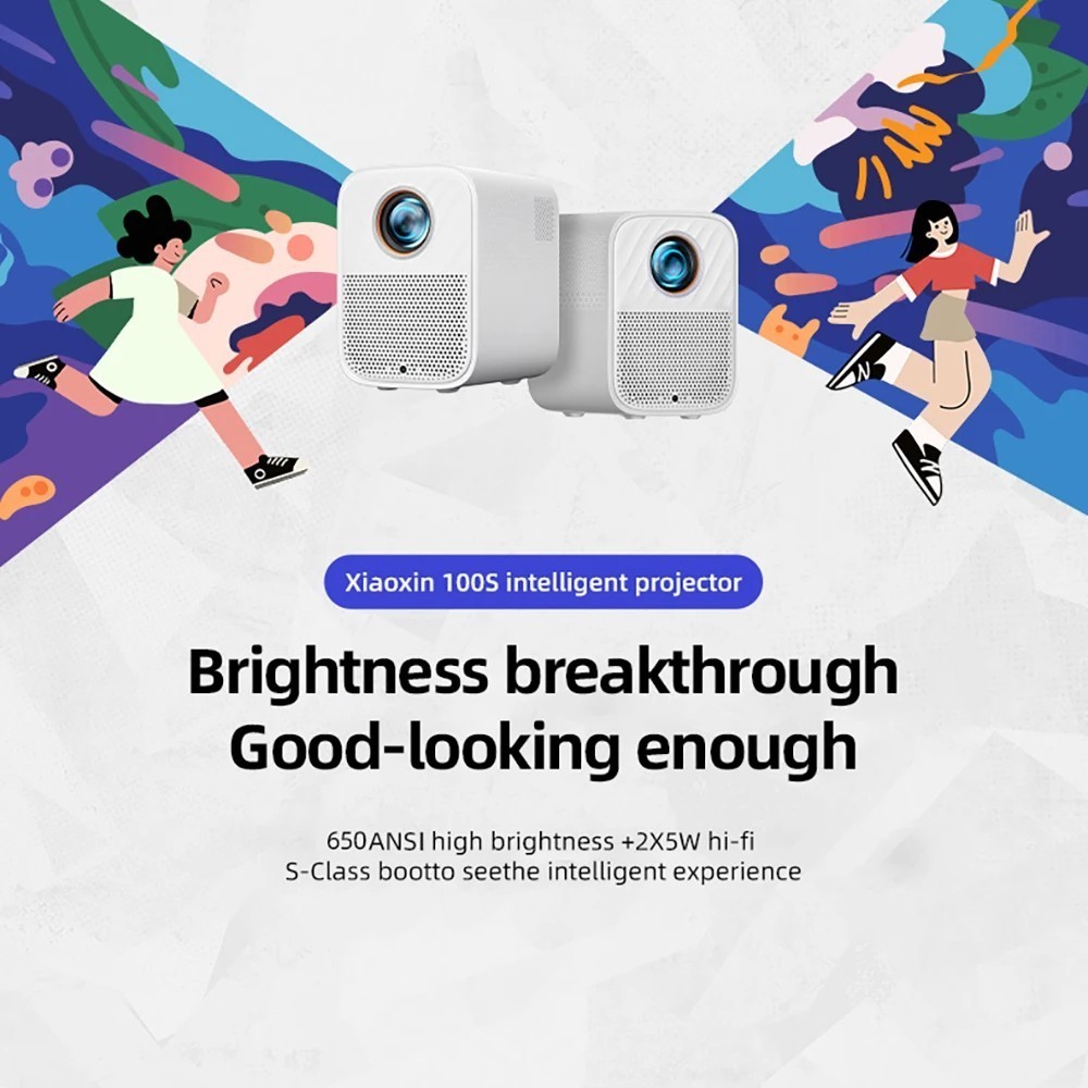 Original Lenovo Xiaoxin 100S Projector 650 ANSI Auto Focus Wifi6 Porta