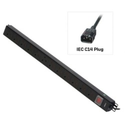 12 Way UK Mains Sockets, Vertical PDU with IEC Mains Cable