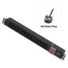 1U 12 Way IEC Sockets, Horizontal PDU with UK Mains Plug