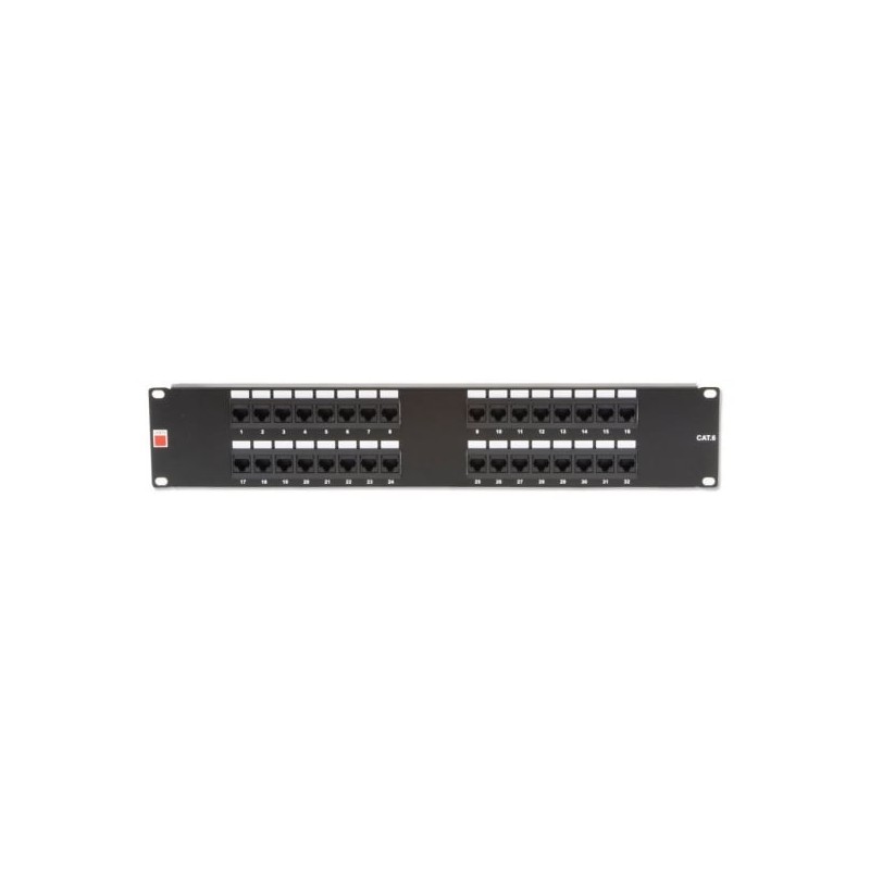 19" CAT6 2U 32 Port RJ-45 Patch Panel, Unshielded, Black 19" CAT6 2U 32 Port RJ-45 Patch Panel, Unshielded, Black