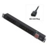 1U 10 Way IEC Sockets, Horizontal PDU with IEC Mains Cable