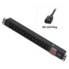 1U 12 Way IEC Sockets, Horizontal PDU with IEC Mains Cable