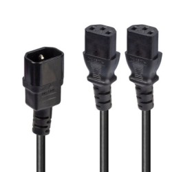 2m IEC Splitter Cable IEC C14 to 2 x IEC C13