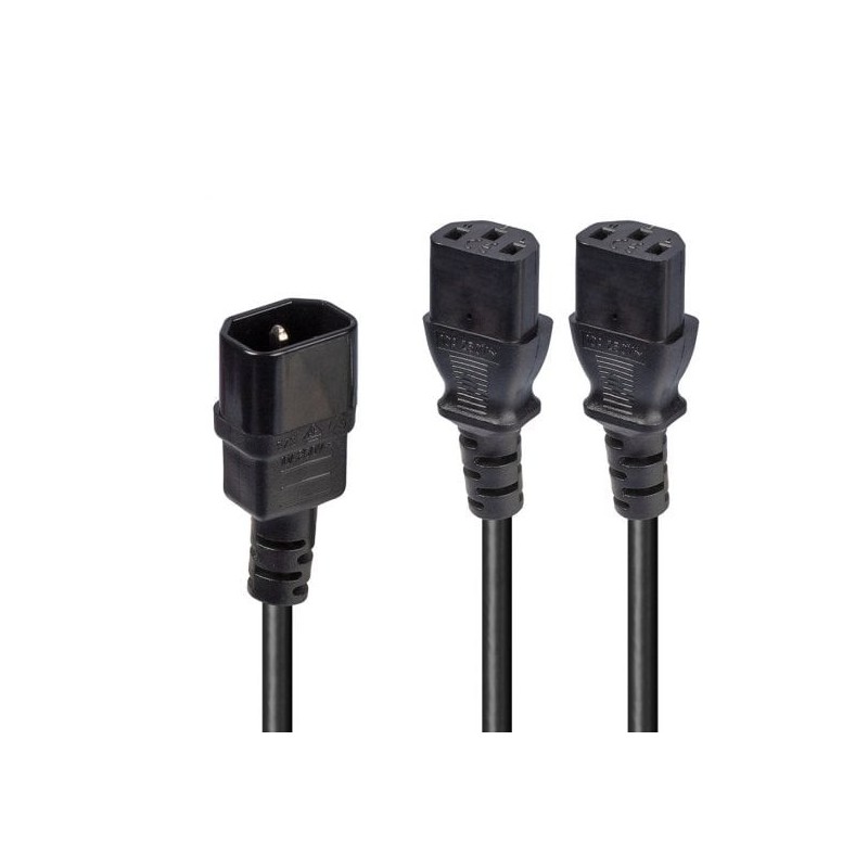 2m IEC Splitter Cable IEC C14 to 2 x IEC C13