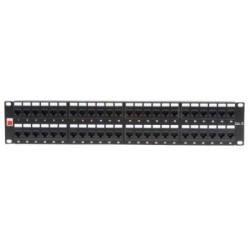 19" CAT6 2U 48 Port RJ-45 Patch Panel, Unshielded, Black
