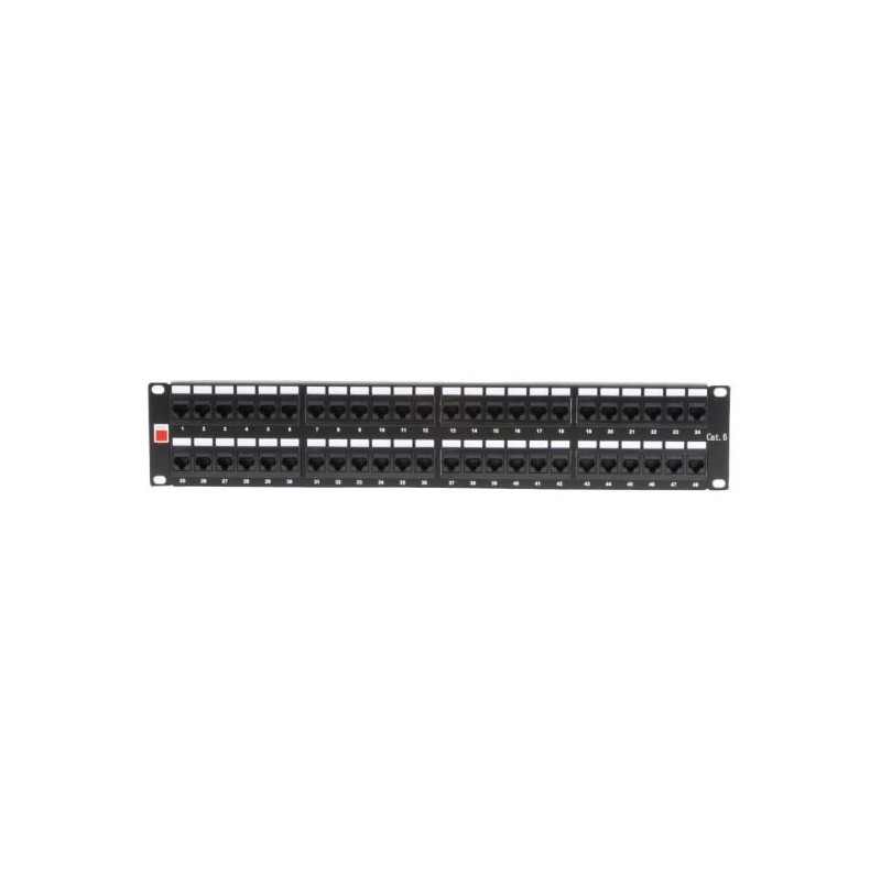 19" CAT6 2U 48 Port RJ-45 Patch Panel, Unshielded, Black 19" CAT6 2U 48 Port RJ-45 Patch Panel, Unshielded, Black