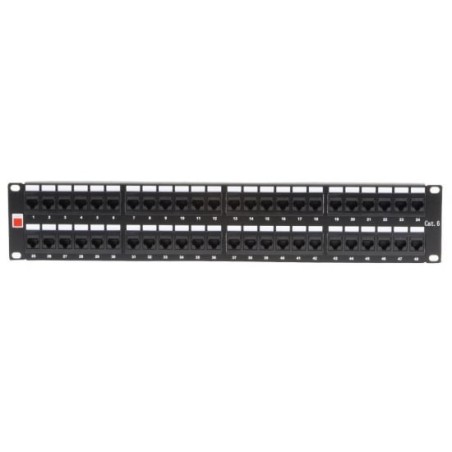 19" CAT6 2U 48 Port RJ-45 Patch Panel, Unshielded, Black