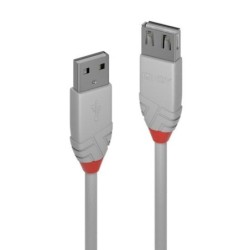 1m USB 2.0 Type A Extension Cable, Anthra Line, Grey