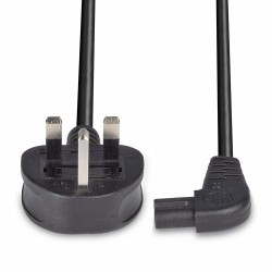 Lindy 2m Mains Power Cable UK 3 Pin Plug to Right Angled IEC C7