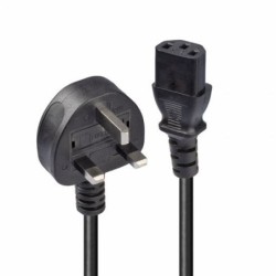 0.7m UK 3 Pin Plug to IEC C13 mains power Cable, Black