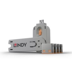 USB-A Port Blocker – ORANGE (Key + 4 Locks Included)