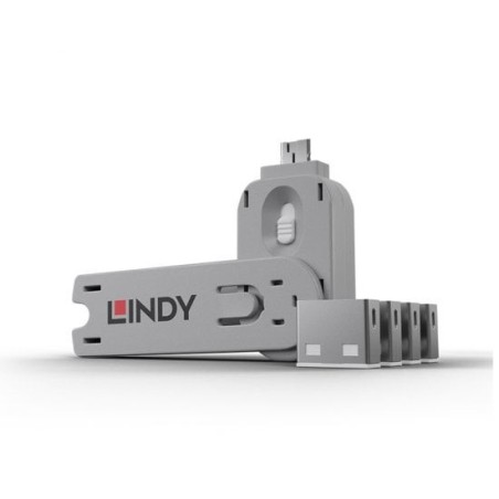 USB-A Port Blocker – WHITE (Key + 4 Locks Included)