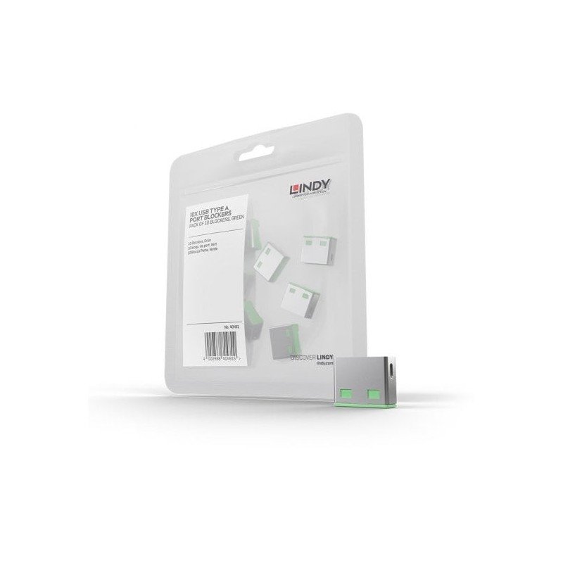 Pack of 10 USB-A Locks – GREEN (Key Not Included)