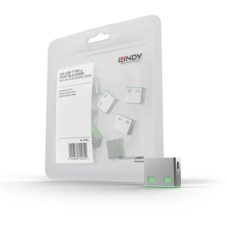 Pack of 10 USB-A Locks – GREEN (Key Not Included)