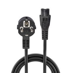 Lindy 2m Schuko 2 Pin Plug To IEC C5 Power Cable, Black